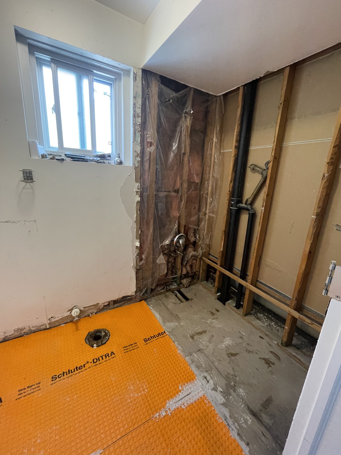 Before: A shower stripped down, then elevated